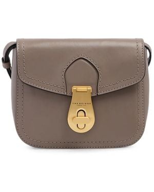 The Bridge Buckle-Detail Leather Cross Body Bag - Grey