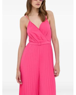 Morgan Belted Pleated Jumpsuit - Pink