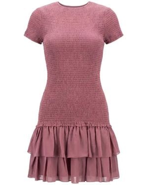MICHAEL Michael Kors Ruffled Smocked Mini Dress - Pink