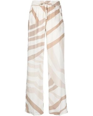 Kiton Abstract-Print Drawstring Silk Pants - White