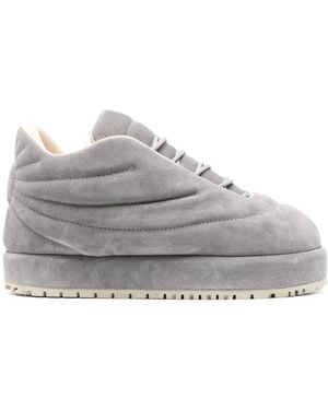 PDF Padded Suede Lace-Up Sneakers - Gray