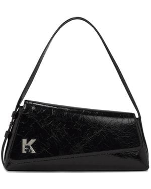 KARL LAGERFELD Geo Leather Shoulder Bag - Black