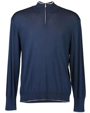Eleventy Trui Met Halve Rits - Blauw