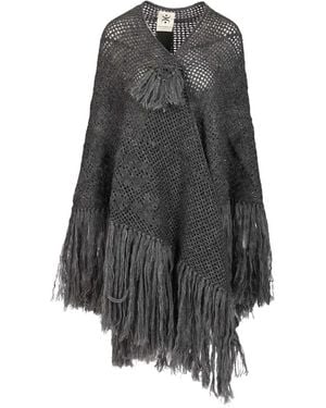 Chiara Is Peonia Fringed Shawl - Grey