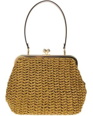 COACH 27 Kisslock Frame Interwoven Tote Bag - Metallic