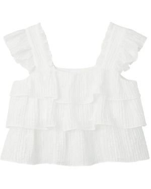 B+ AB Tiered Ruffled Top - White
