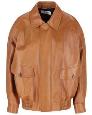 Saint Laurent Leren Bomberjack - Bruin