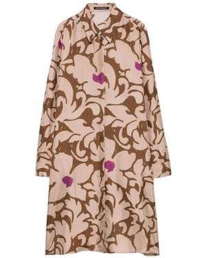 Luisa Cerano Robe-Chemise Mi-Longue À Fleurs Et Manches Longues - White