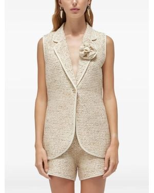 Blugirl Blumarine Chaleco Bouclé Floral-Appliqué Jacket - Natural