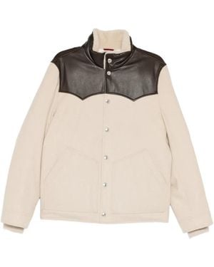 Brunello Cucinelli Contrast-Collar Padded Jacket - Natural