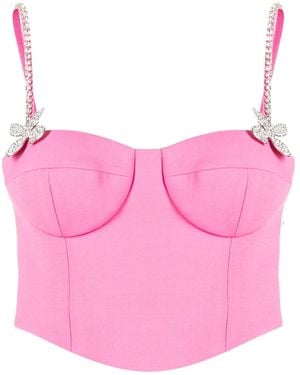 Area Butterfly-Appliqué Wool Bustier Top - Pink