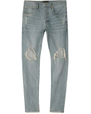 Purple Brand Blowout Knee Tapered Jeans - Blue