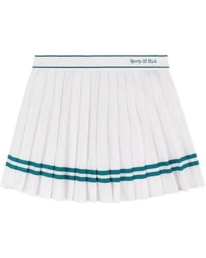 Sporty & Rich Pleated Stripe Mini Skirt - White