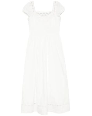 Posse Veda Midikleid Mit Häkelbesatz - Weiß