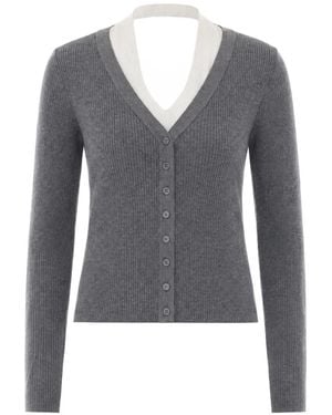 ELEH Ribbed-Knit Layered Cardigan - Blue