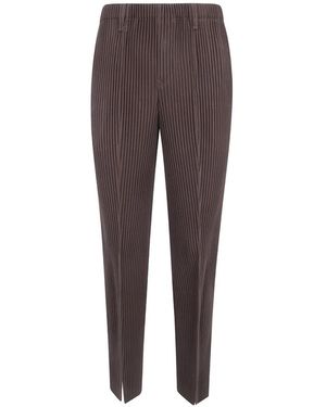 Homme Plissé Issey Miyake Plissé-Effect Tailored Trousers - Brown
