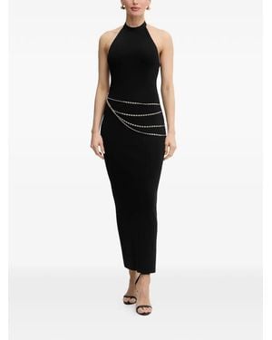 Hervé Léger Sybil Halterneck Side-Slit Maxi Dress - Black