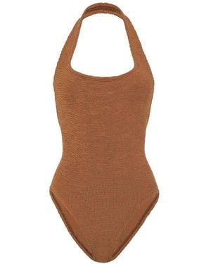 Hunza G Sandy Halterneck Swimsuit - Brown