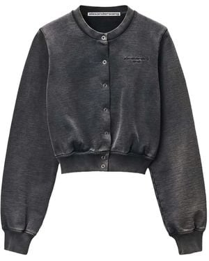 Alexander Wang Snap-Buttons Crew-Neck Sweatshirt - Black