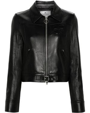 Courreges Iconic ジップレザージャケット - ブラック