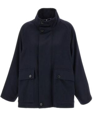Barena High-Neck Flap-Pocket Coat - Blue