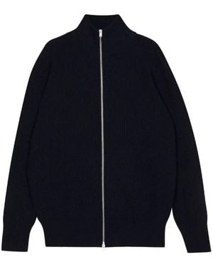 John Smedley Gerippter Mallam Pullover mit Reißverschluss - Blau
