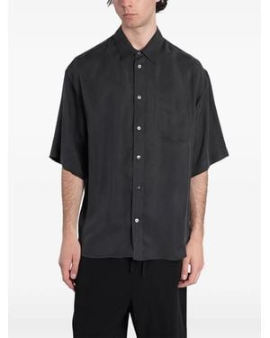 Grifoni Short-Sleeve Chest-Pocket Shirt - Black