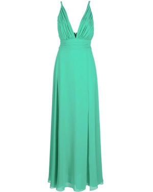 Blanca Vita V-Neck Pleated Gown - Green