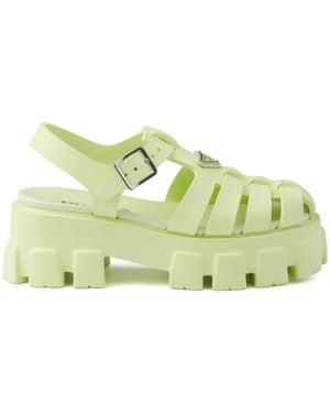 Prada Sandales Monolith En Gomme - Vert