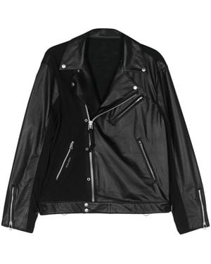 Undercover Paneled Leather Biker Jacket - Black