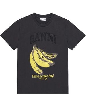 Ganni T-shirt With Colorful Print, - Black