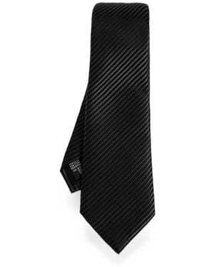 Giorgio Armani Diagonal-Stripe Pointed Tie - Black