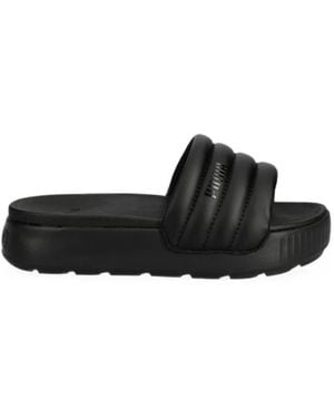PUMA Karmen Puffy Pantoletten Mit Logo-Schild - Schwarz