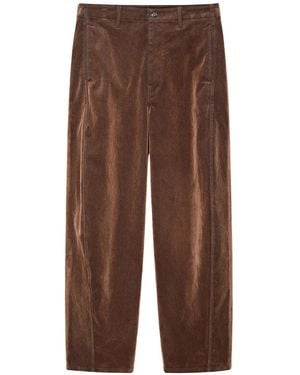 Shanghai Tang Velvet-Effect Jeans - Brown
