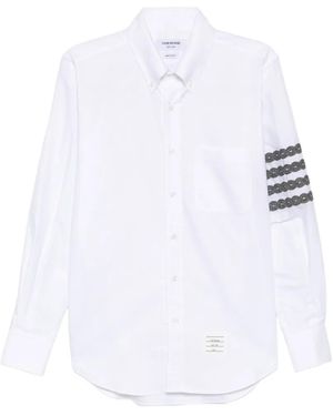 Thom Browne Camisa Con Bordado 4-Bar - Blanco