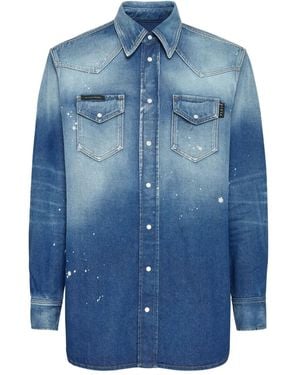 Philipp Plein ペイント シャツ - ブルー