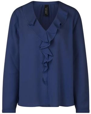 Marc Cain Blouse Volantée À Col V - Blue