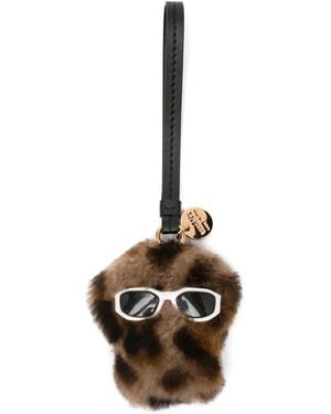 Versace Leopard-Print Textured Keyring - Brown