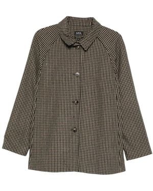 A.P.C. Buttoned Check Coat - Grey