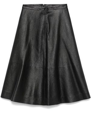 Balenciaga Flared Leather Mini Skirt With High Waist Design - Black