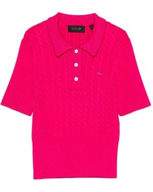 Lacoste Cable-Knit Polo Top - Pink