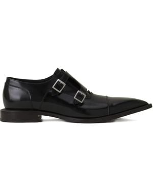 Lanvin Double-Buckle Pointed Monk Shoes - Black