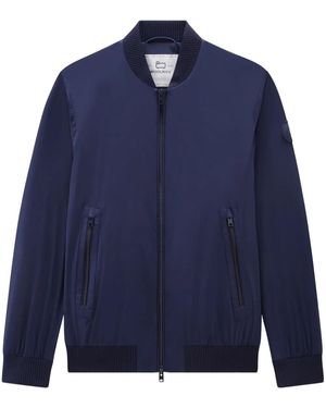 Woolrich Logo-Appliqué Bomber Jacket - Blue