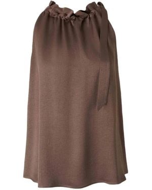 Peserico Ruffled Tie-Fastening Top - Brown