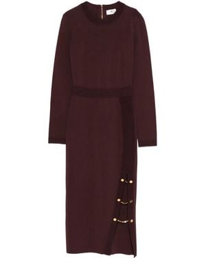 Elisabetta Franchi Vestido de canalé con detalle de cadena - Morado