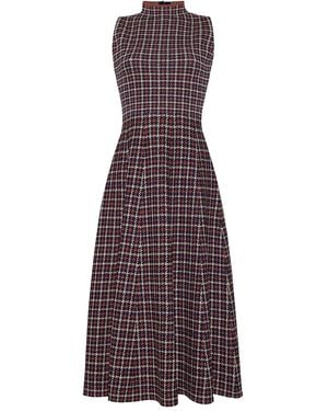 Cara Cara Brice Checked Mock-Neck Midi Dress - Purple