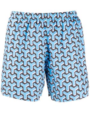 YES I AM Geometric-Print Swim Trunks - Blue
