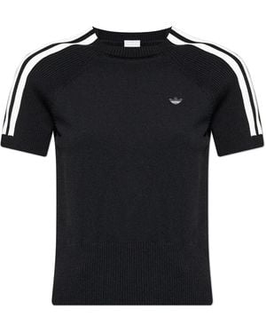 adidas Three-stripe Ribbed Top - ブラック