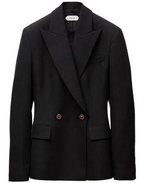 Versace Wool Grain De Poudre Blazer - Black