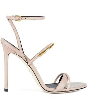 Elisabetta Franchi ビジューディテール レザーサンダル 105mm - メタリック